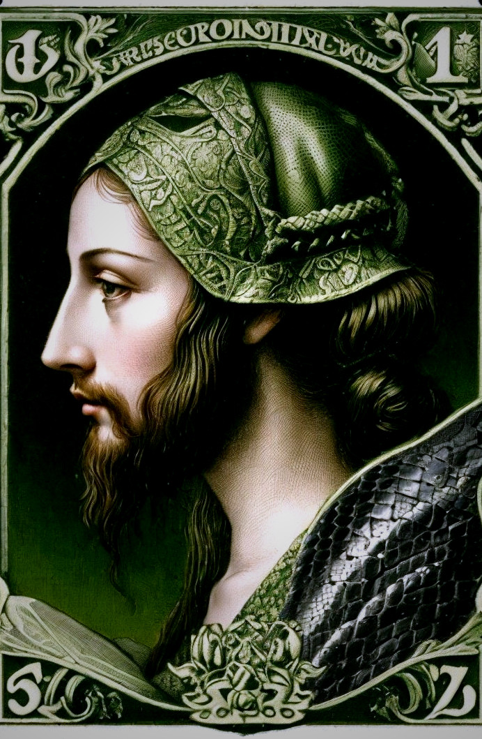 Profile of a Woman in Green Headscarf and Elegant Background