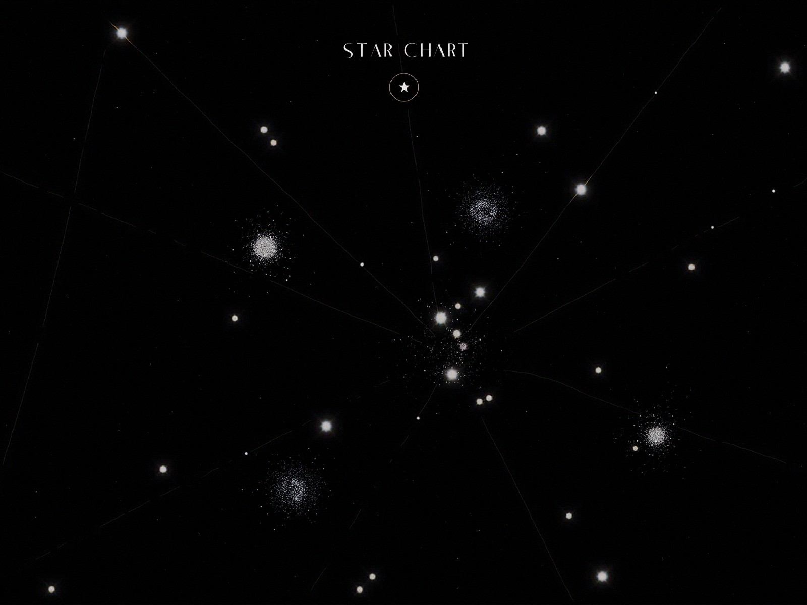Celestial Star Chart with Bright Stars and Connections