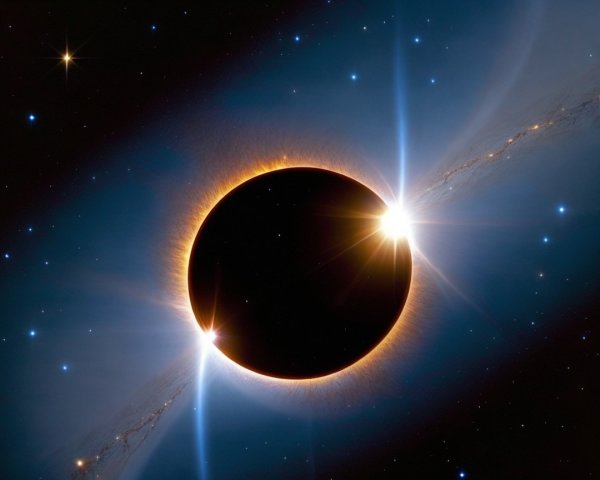 Solar Eclipse with Brilliant Corona and Stars