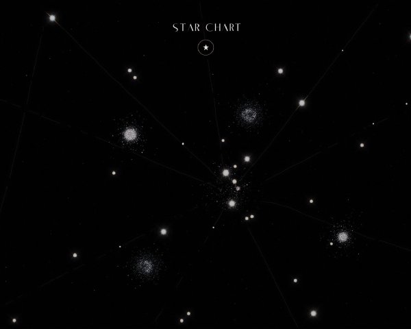 Celestial Star Chart with Bright Stars and Connections