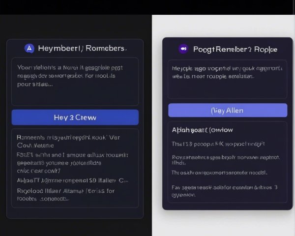 Digital Interface with Text Sections on Dark Background