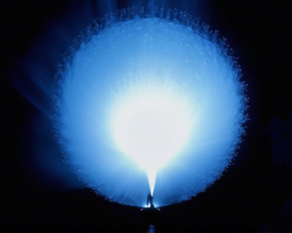 Radiant Blue Sphere Illuminated by Night Light