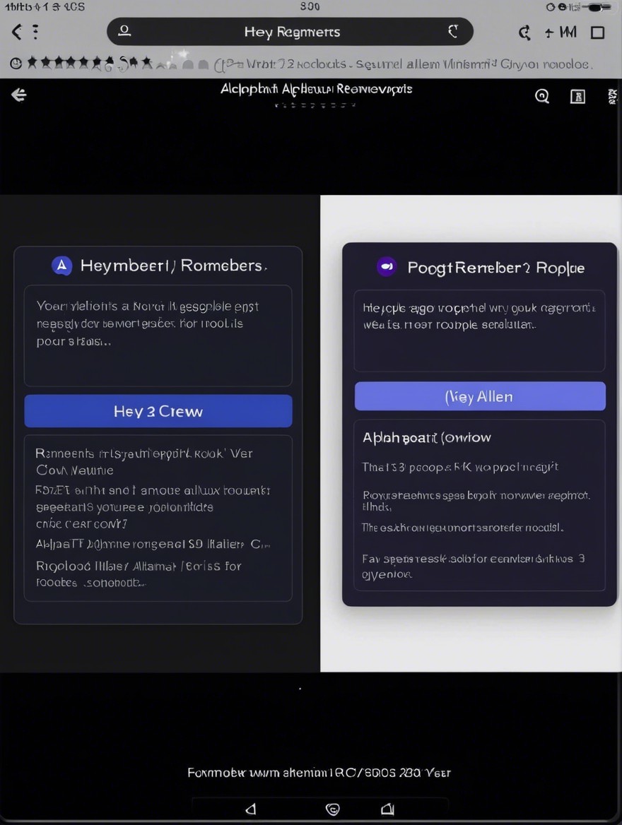 Digital Interface with Text Sections on Dark Background
