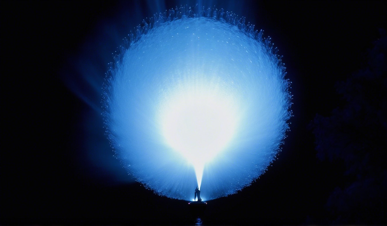 Radiant Blue Sphere Illuminated by Night Light