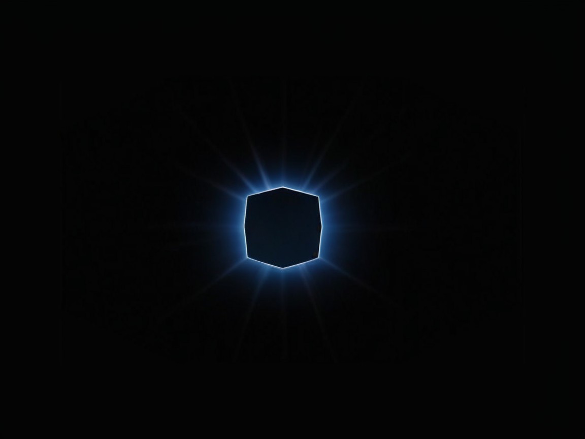 Glowing Hexagon with Light Beams on Dark Background