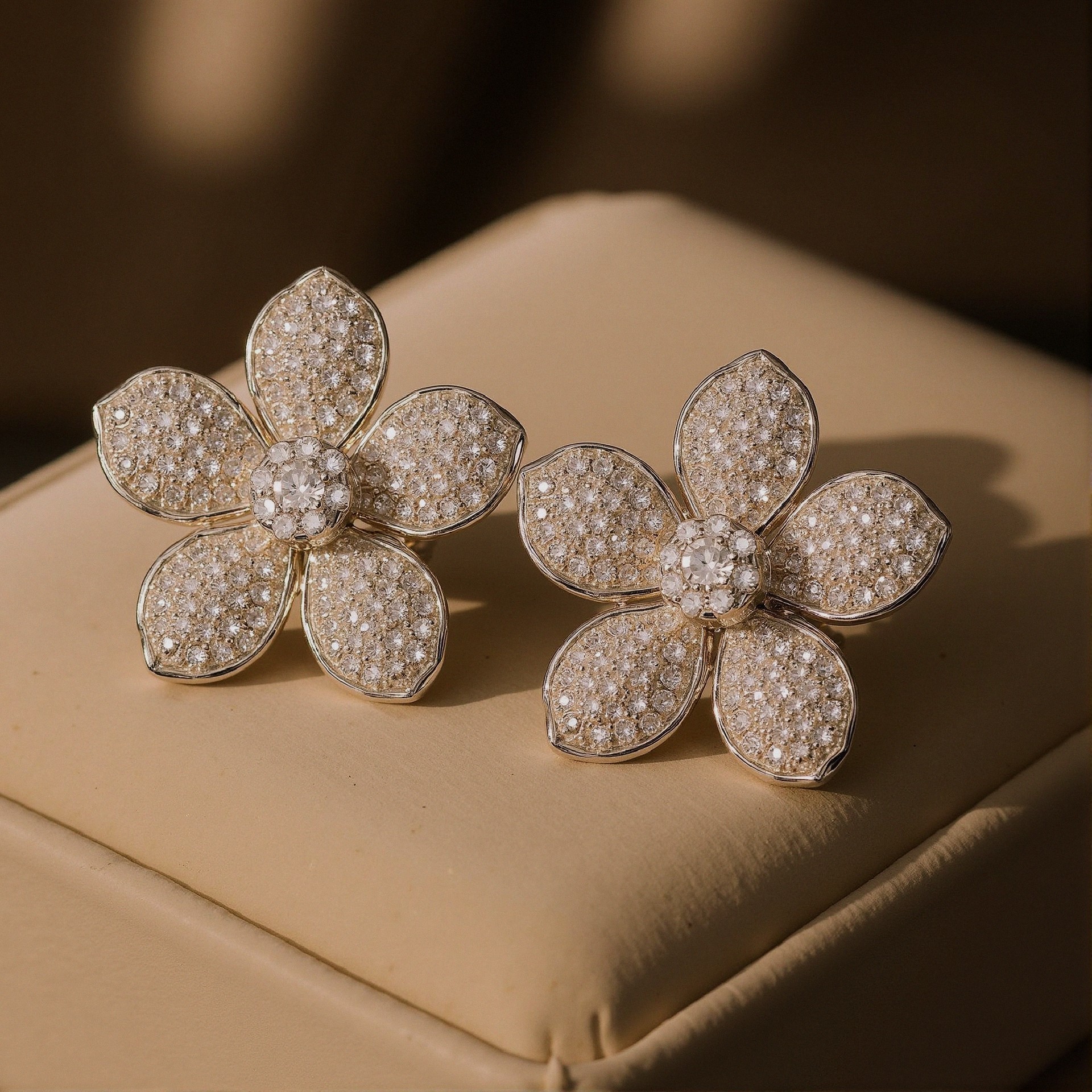Elegant flower-shaped earrings with gemstone clusters