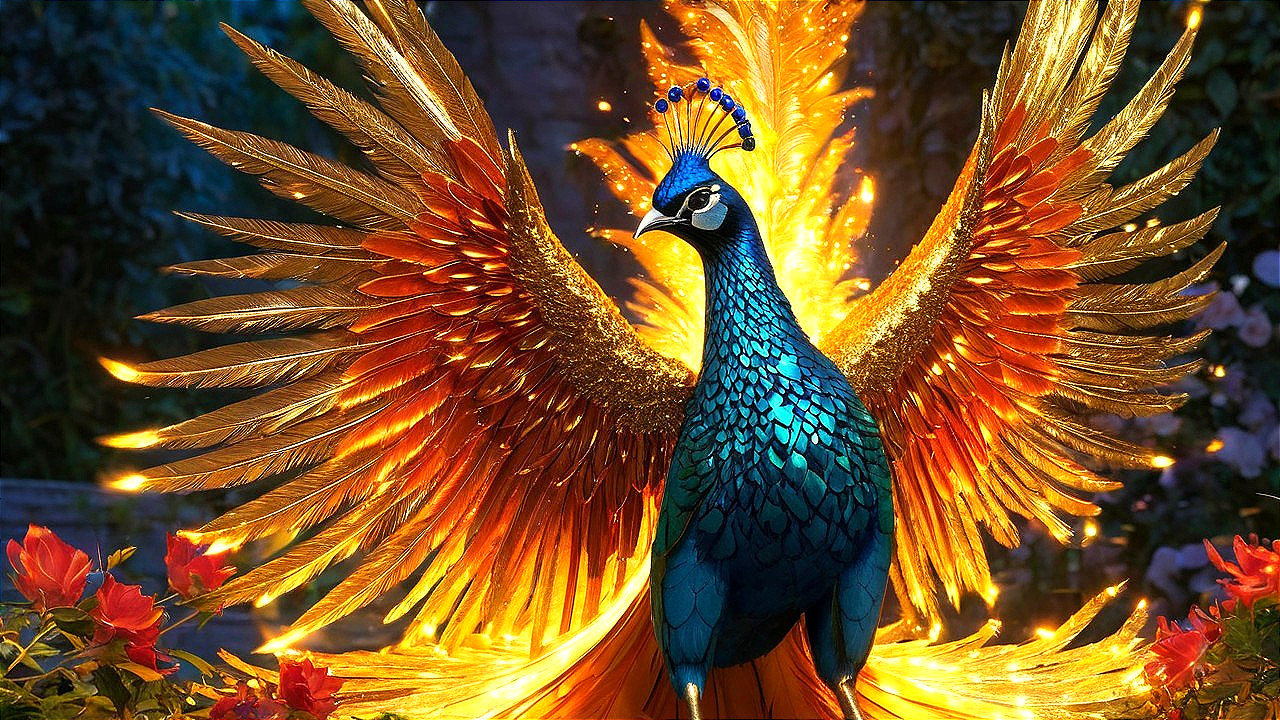 Majestic Peacock with Vibrant Feathers in Nature