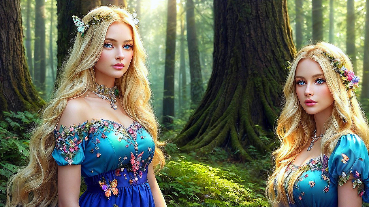 Ethereal Women in a Serene Forest Setting