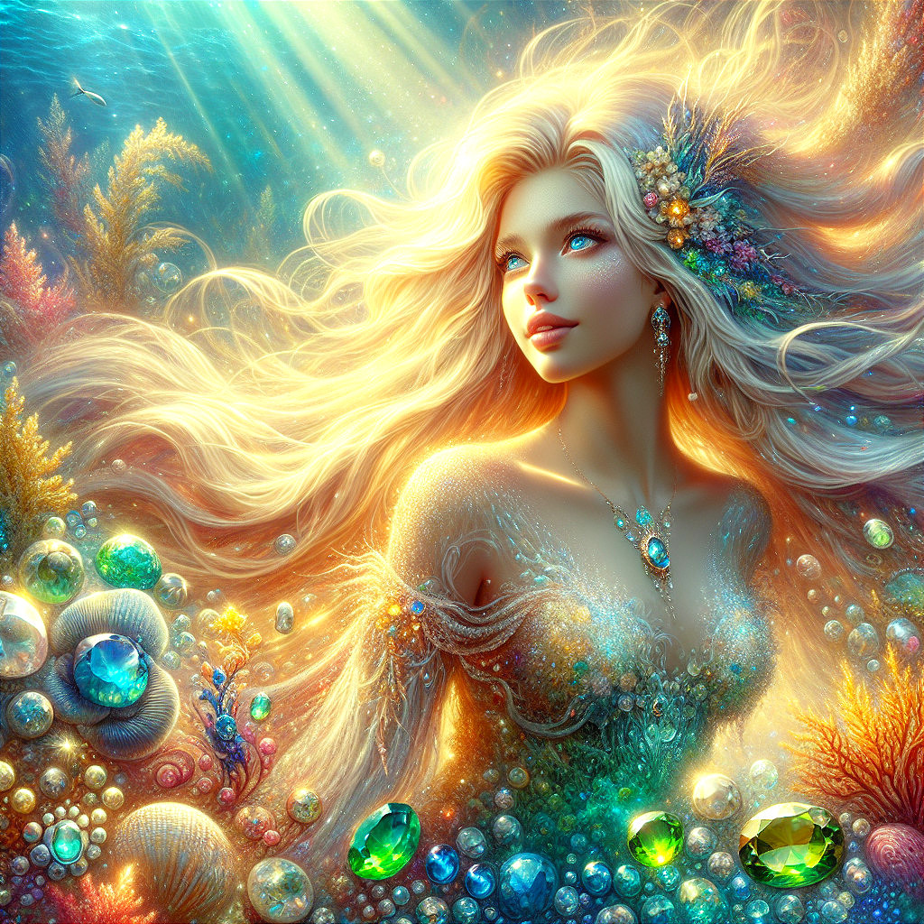Underwater Scene with Mermaid and Coral Reefs