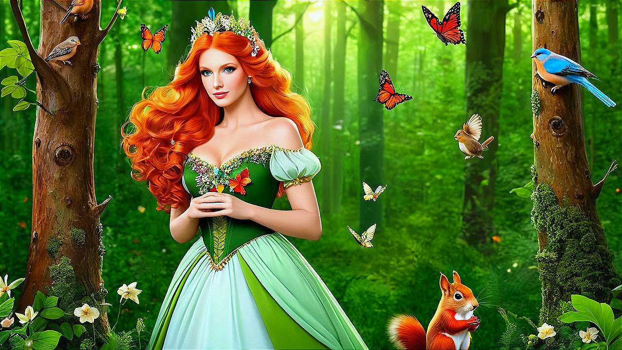 Enchanting Woman in a Magical Forest Setting