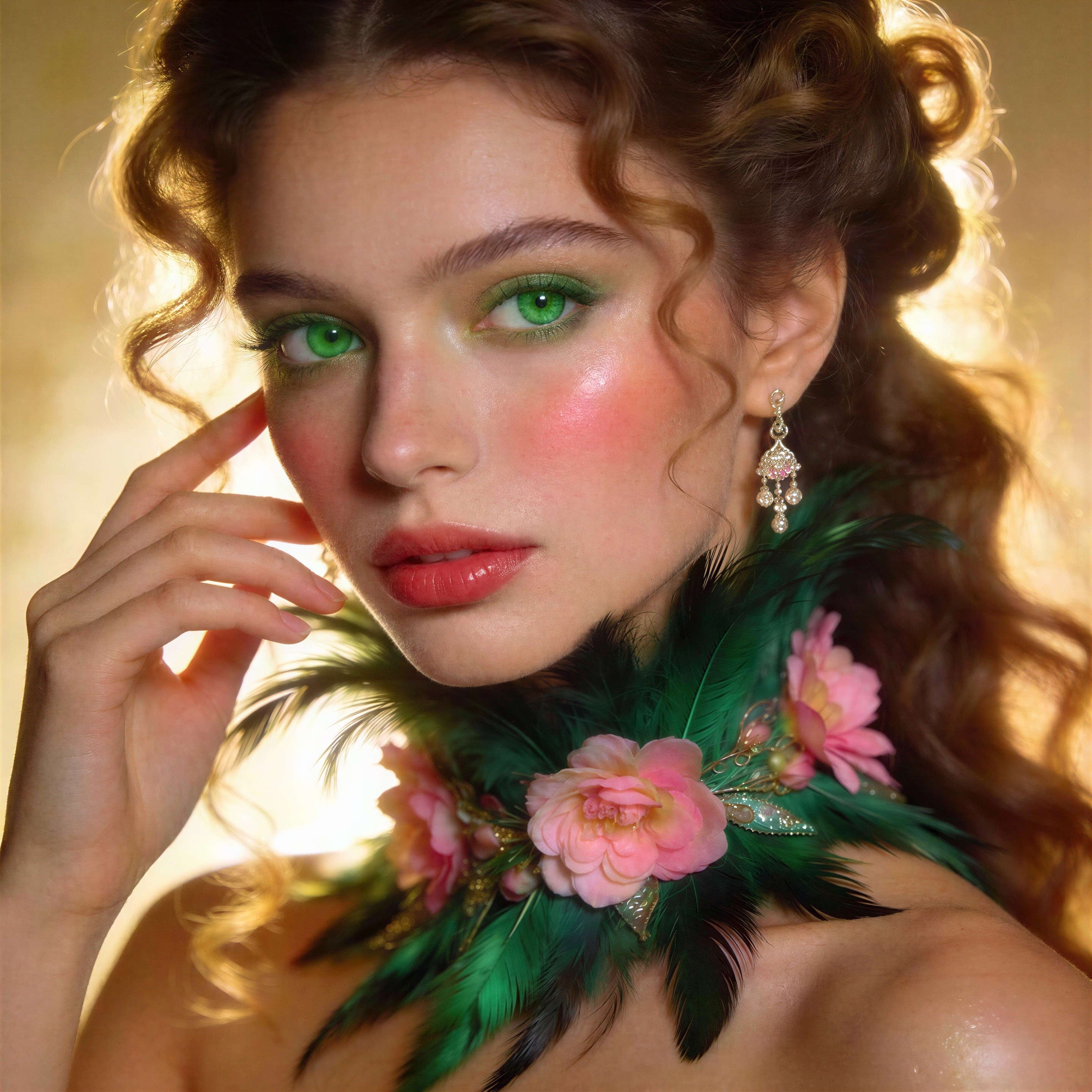 Detailed Portrait of a Young Woman with Green Eyes