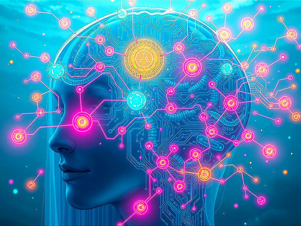 Futuristic Human Head Profile with Circuit Patterns
