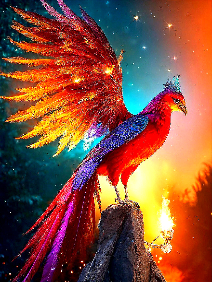 Majestic bird with vibrant plumage on rocky perch