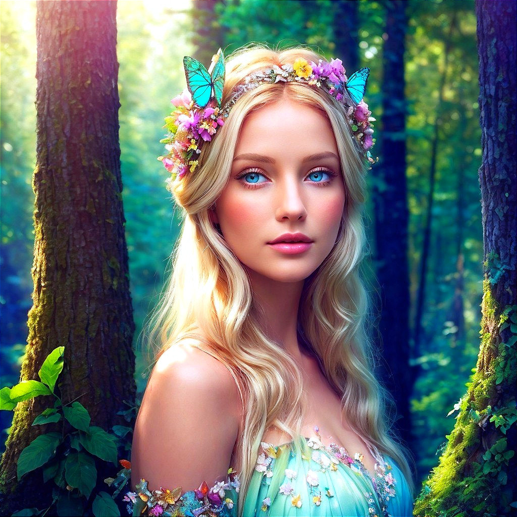 Mystical Figure in a Lush Green Forest Setting