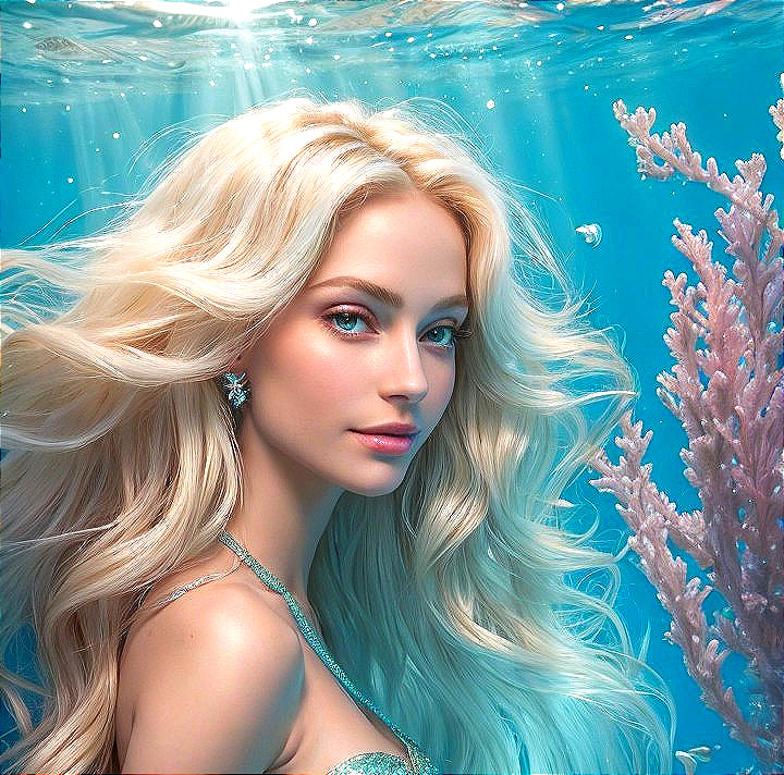 Ethereal Underwater Scene with Woman and Coral Reef