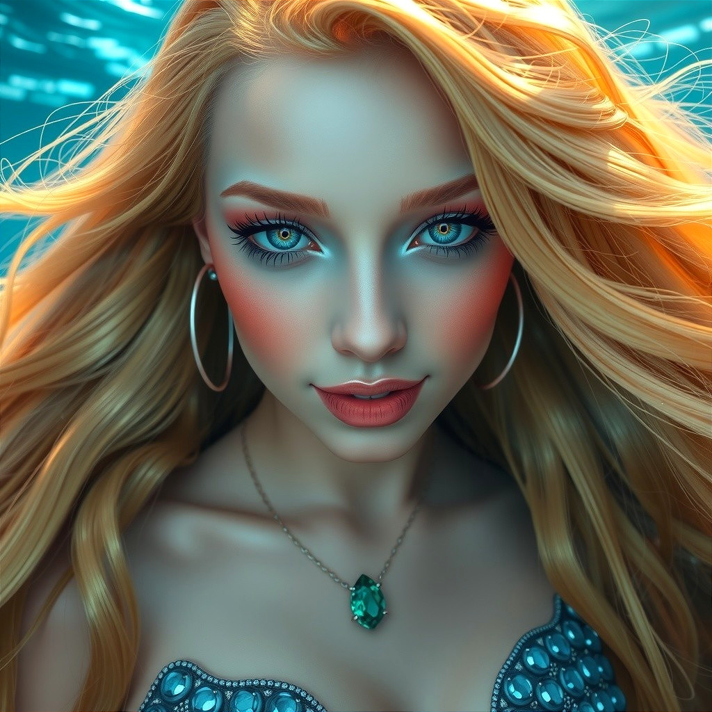 Underwater Portrait of a Woman with Blonde Hair