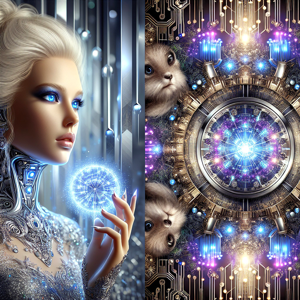 Futuristic Woman with Cybernetic Features and Orbs