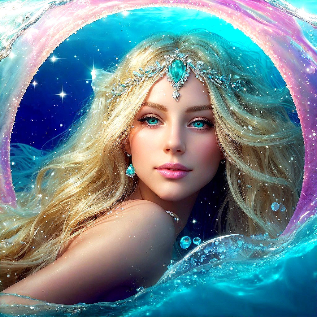 Enchanting Portrait of a Blonde Figure in Aquatic Setting