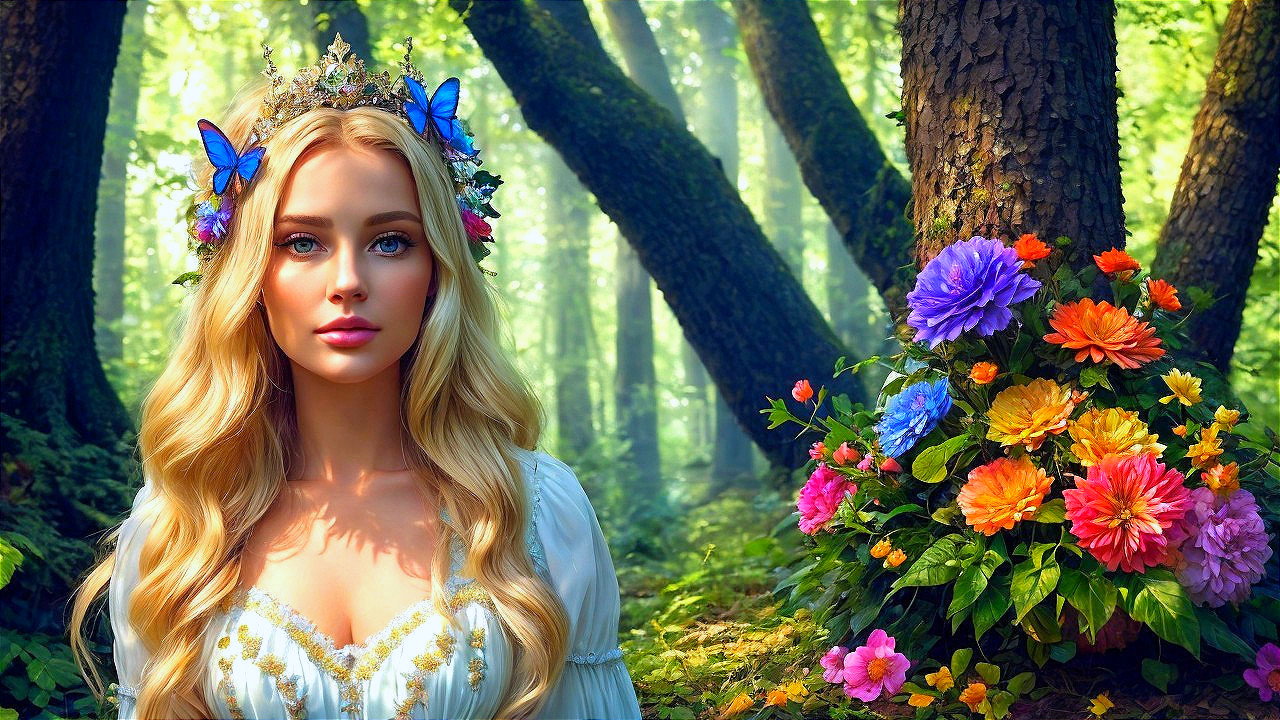 Enchanting Fairy Tale Scene in a Lush Forest