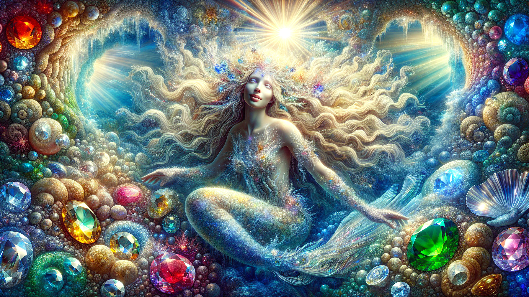 Serene Mermaid in a Vibrant Underwater World