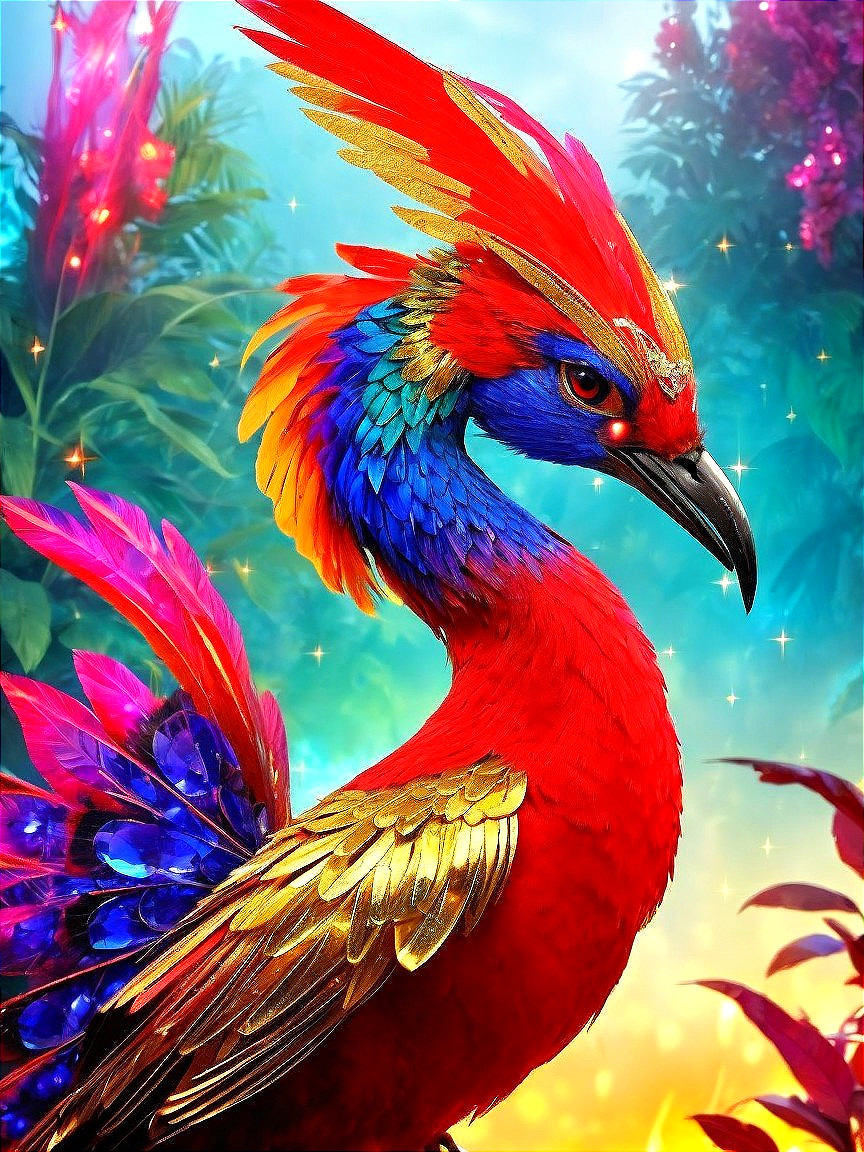 Colorful Bird in Lush Jungle Setting with Vibrant Feathers