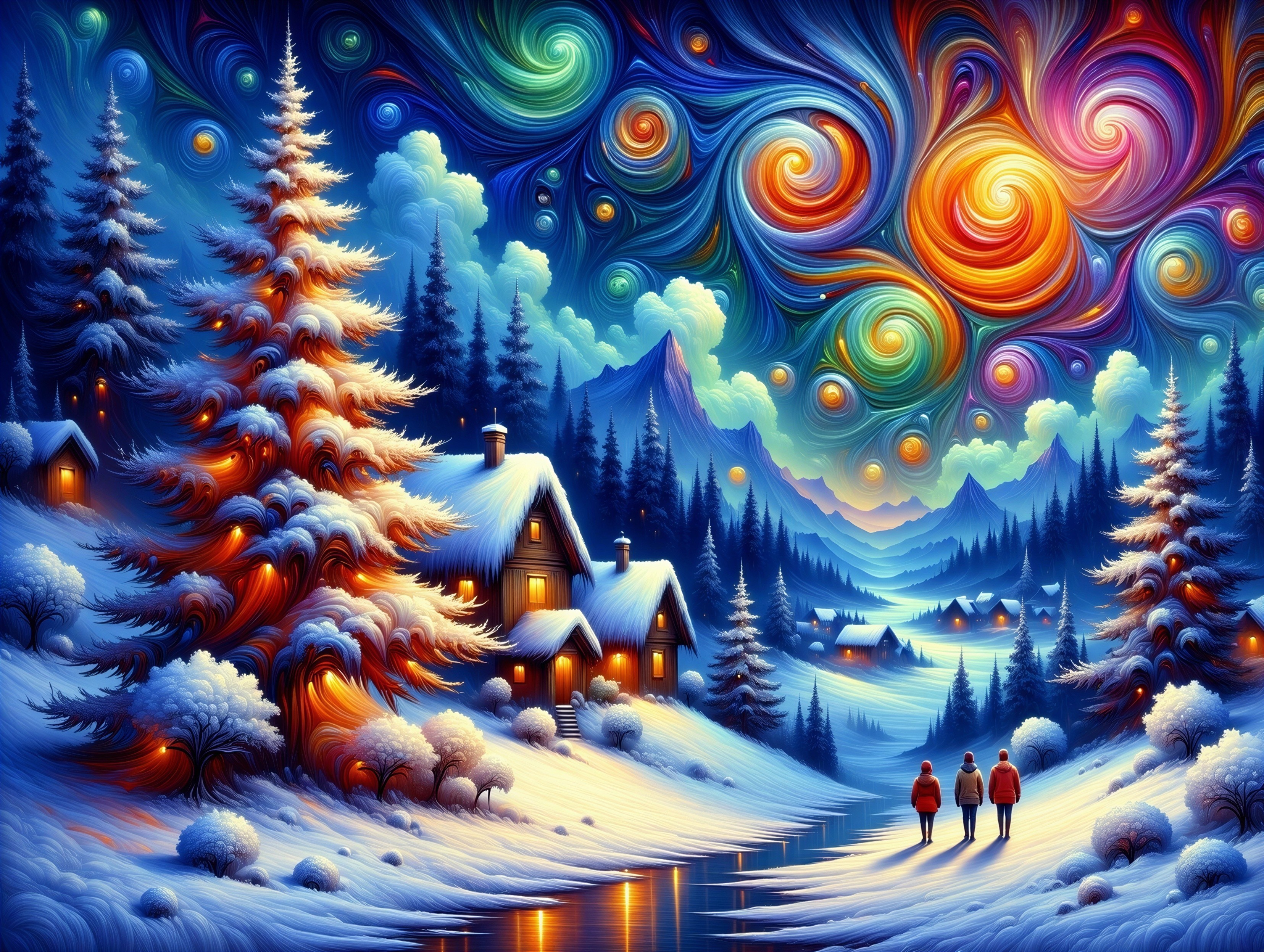 Serene Winter Landscape with Snow and Twilight Colors