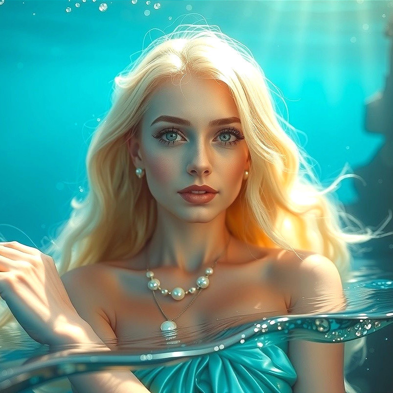 Underwater Scene of a Woman with Blonde Hair