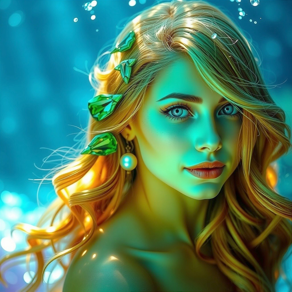 Underwater Scene with Woman and Ethereal Lighting