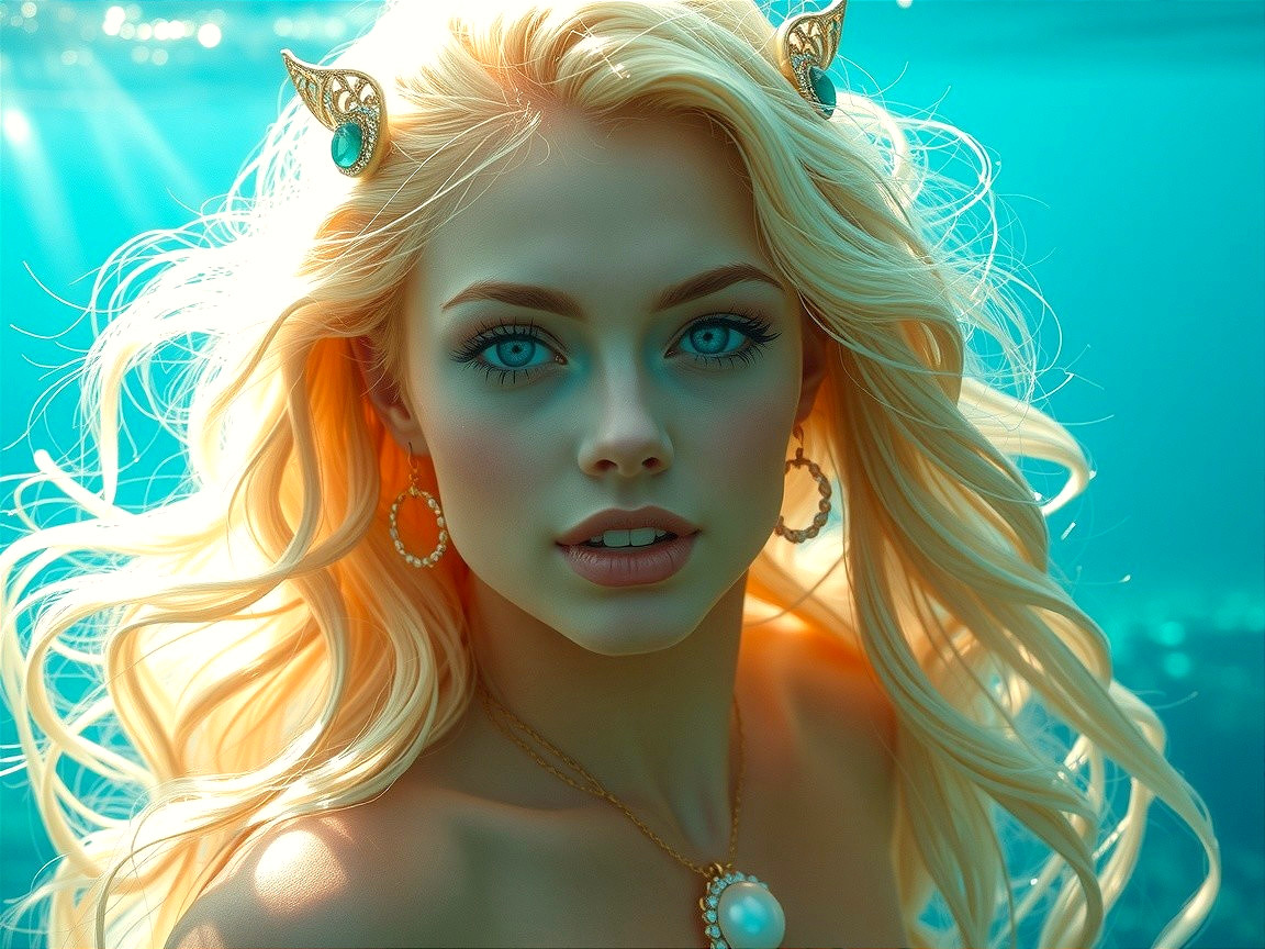 Underwater Portrait of a Woman with Blonde Hair