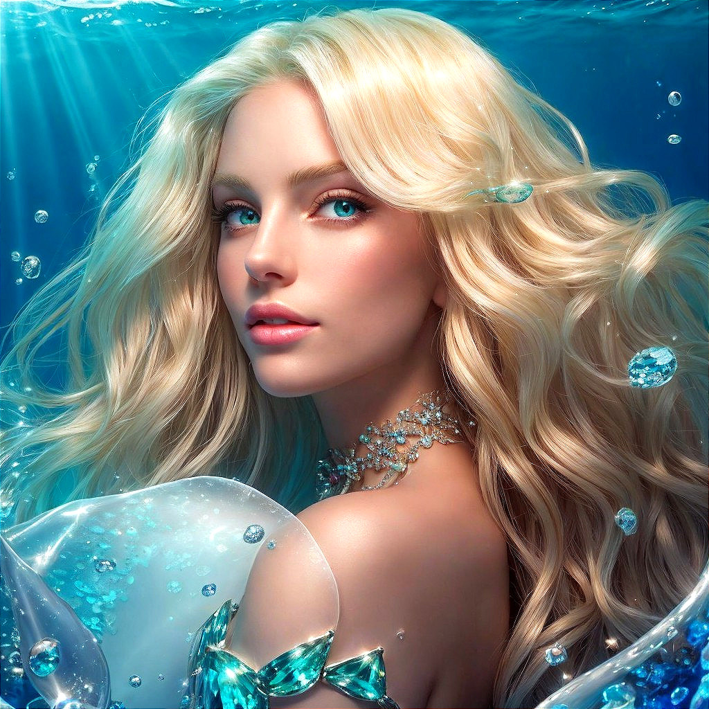 Underwater Scene with a Young Woman's Ethereal Beauty