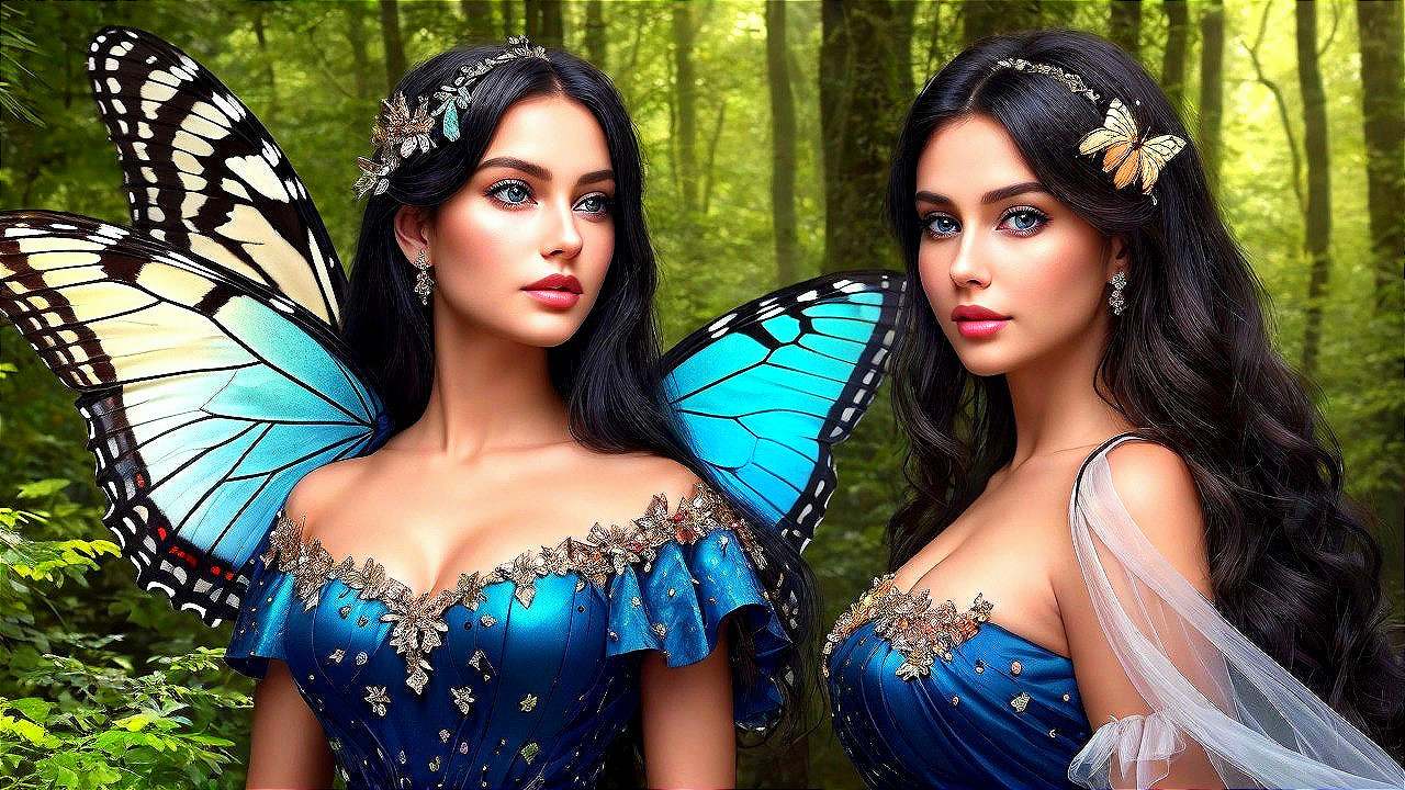 Enchanting Women with Butterfly Themes in Forest
