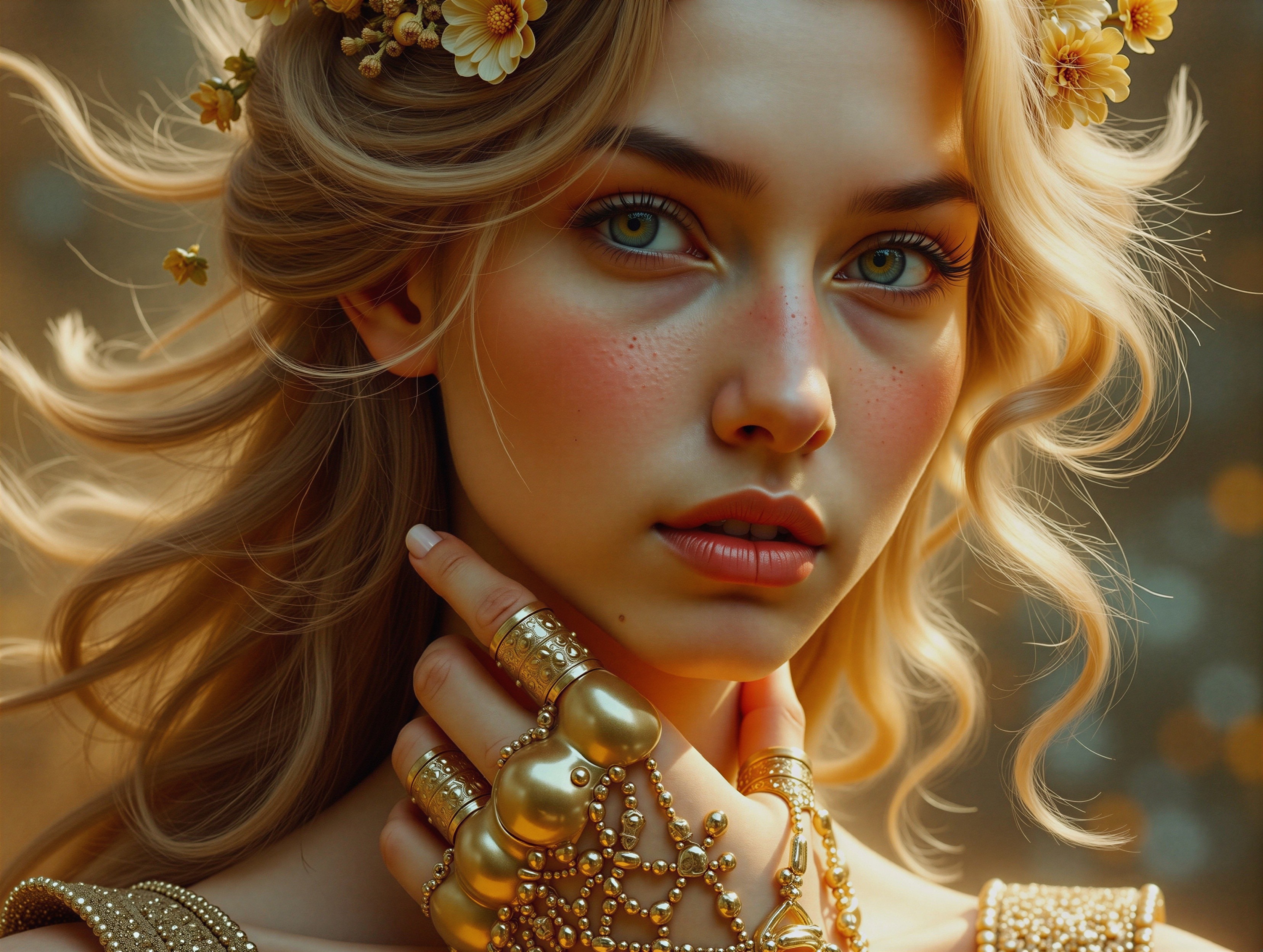 Portrait of a Young Woman with Golden-Blonde Hair