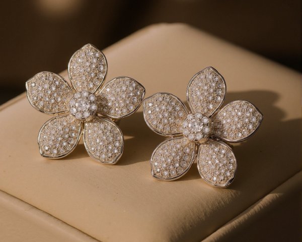 Elegant flower-shaped earrings with gemstone clusters
