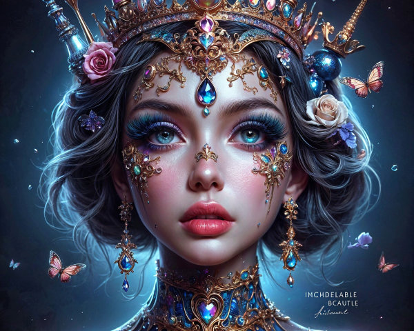Portrait of a Young Woman with Crown and Jewelry