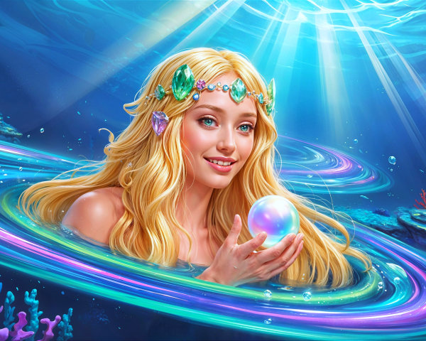 Radiant Mermaid in Colorful Underwater Scene