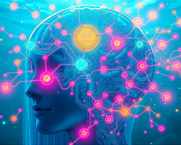 Futuristic Human Head Profile with Circuit Patterns