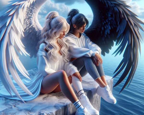 Fantastical Figures on a Cliff Overlooking Ocean