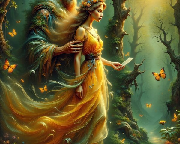 Regal King and Woman in Mystical Forest Setting