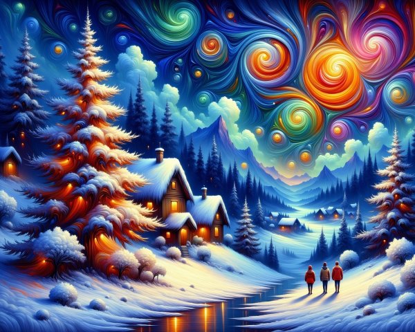 Serene Winter Landscape with Snow and Twilight Colors