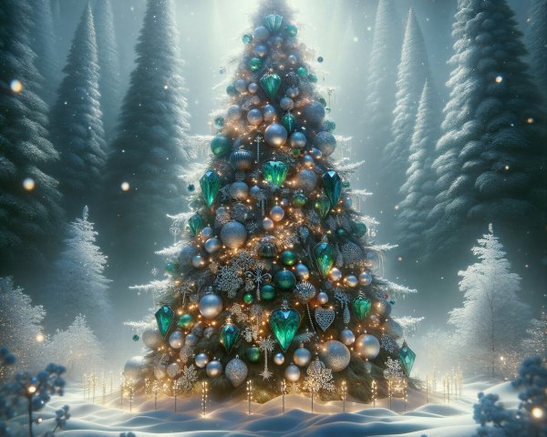 Enchanting Winter Wonderland with Decorated Christmas Tree