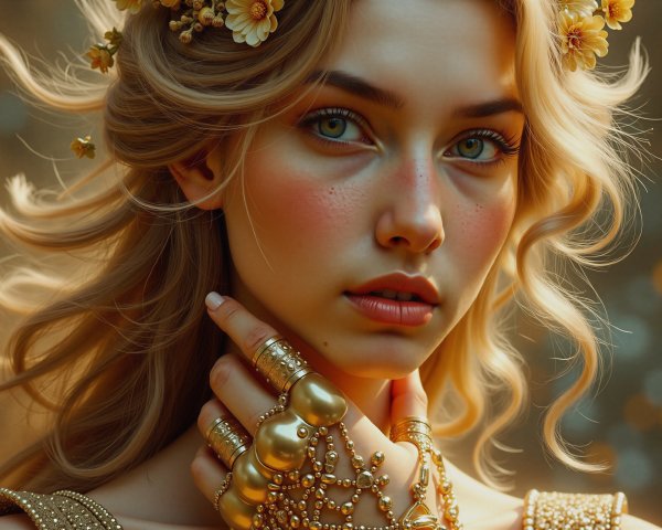 Portrait of a Young Woman with Golden-Blonde Hair