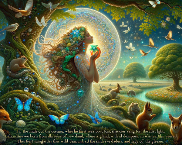 Luminous Figure in a Magical Forest Scene