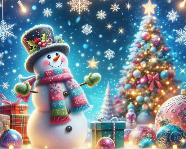 Cheerful Snowman in a Winter Wonderland Scene