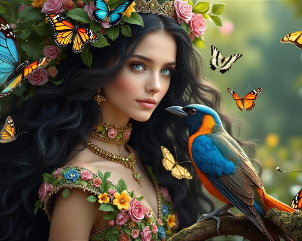 Enchanting Scene of a Young Woman in Nature