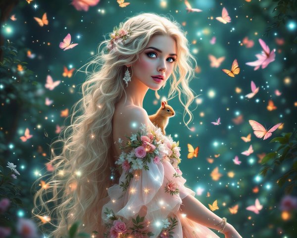 Ethereal Figure in Enchanting Forest Setting