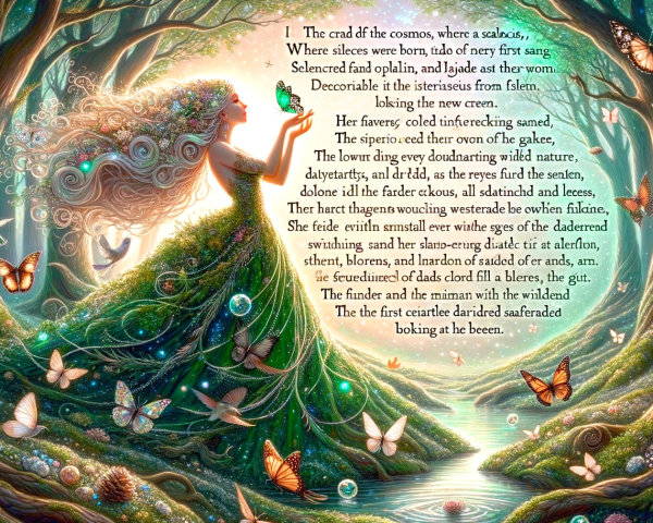 Radiant Figure in Mystical Forest Surrounded by Nature