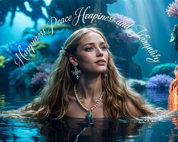 Underwater Scene with Serene Woman and Corals