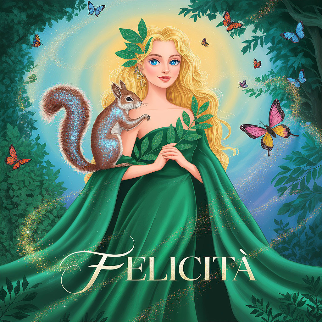 Whimsical Illustration of a Young Woman in Nature