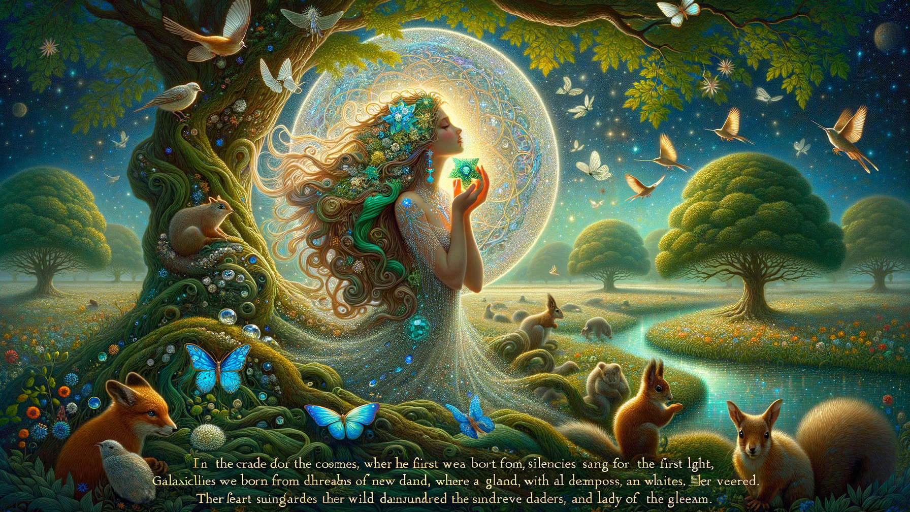 Luminous Figure in a Magical Forest Scene