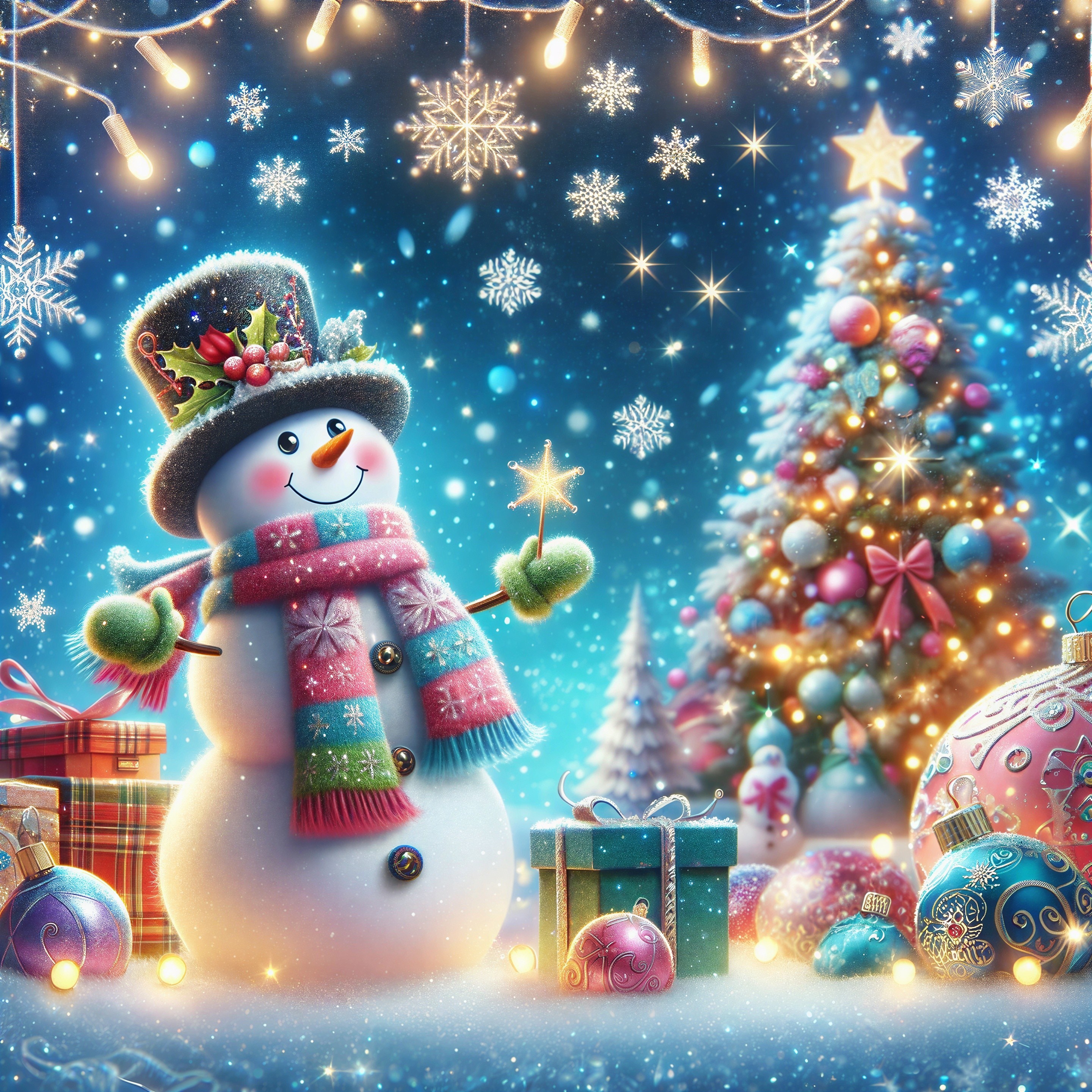 Cheerful Snowman in a Winter Wonderland Scene